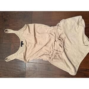 Cotton Candy LA Beige Sleeveless Romper with Drawstring Waist